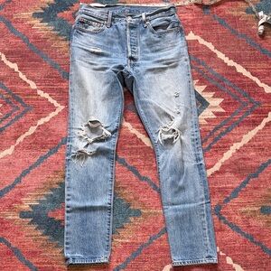 Distressed Blue Jeans